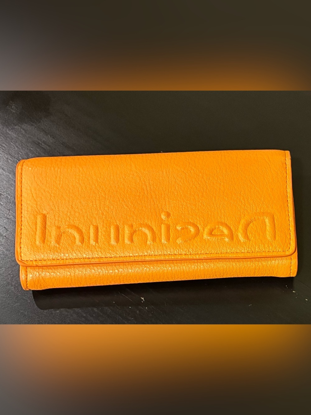 Desigual Wallet Half Logo Mariona Flap Wallet /ID Case Faux Leather Orange